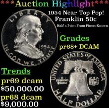 ***Major Highlight*** 1954 Proof Franklin Half Dollar Near Top Pop! 50c pr68+ DCAM SEGS (fc)