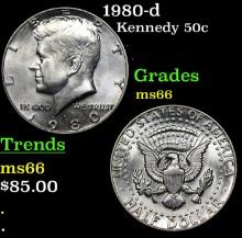 1980-d Kennedy Half Dollar 50c Grades GEM+ Unc