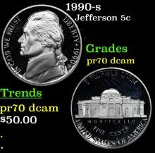 1990-s Proof Jefferson Nickel 5c Grades GEM++ Proof Deep Cameo