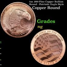 1oz .999 Fine Copper Bullion Round - Patriotic Eagle Style