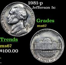 1981-p Jefferson Nickel 5c Grades GEM++ Unc