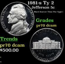 1986-s Proof Jefferson Nickel 5c pr70 dcam SEGS