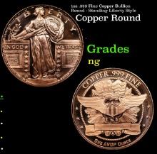 1oz .999 Fine Copper Bullion Round - Standing Liberty Style