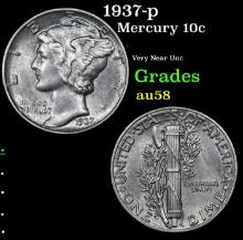 1937-p Mercury Dime 10c Grades Choice AU/BU Slider