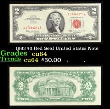 1963 $2 Red Seal United States Note Grades Choice CU