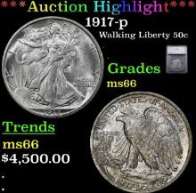 ***Major Highlight*** 1917-p Walking Liberty Half Dollar 50c ms66 SEGS (fc)