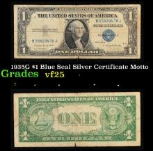 1935G $1 Blue Seal Silver Certificate Grades vf+ Motto