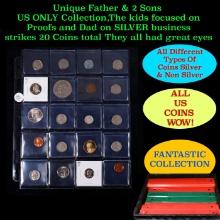 Unique Father & 2 Sons US ONLY Collection,The kids focused on Proofs and Dad on SILVER business stri