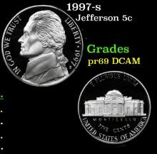 1997-s Proof Jefferson Nickel 5c Grades GEM++ Proof Deep Cameo