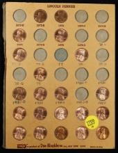 One Page of Lincoln Penny Coin Album - 21 Coins Included 1973 to 1988