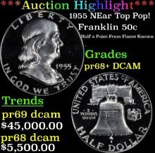 ***Major Highlight*** 1955 Proof Franklin Half Dollar NEar Top Pop! 50c pr68+ DCAM SEGS (fc)