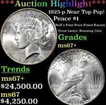 ***Major Highlight*** 1925-p Peace Dollar Near Top Pop! $1 ms67+ SEGS (fc)