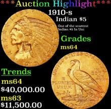 ***Auction Highlight*** 1910-s Gold Indian Half Eagle $5 Choice Unc USCG (fc)