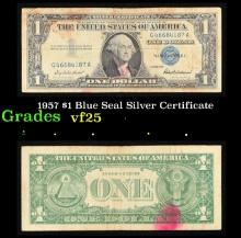 1957 $1 Blue Seal Silver Certificate Grades vf+