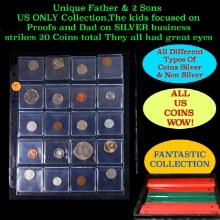 Unique Father & 2 Sons US ONLY Collection,The kids focused on Proofs and Dad on SILVER business stri