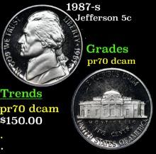 1987-s Proof Jefferson Nickel 5c Graded pr70 dcam By SEGS