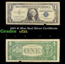 1957 $1 Blue Seal Silver Certificate Grades vf+