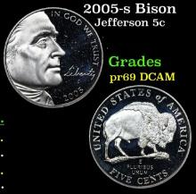 2005-s Bison Proof Jefferson Nickel 5c Grades GEM++ Proof Deep Cameo