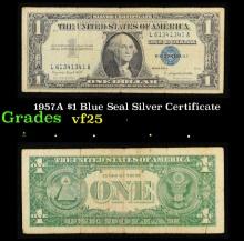 1957A $1 Blue Seal Silver Certificate Grades vf+