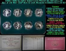 1995-1996 Olympic Eight-Coin Proof Silver Dollar Set w US Mint OGP Box & COA Modern Commem Dollar $1