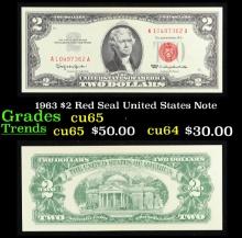 1963 $2 Red Seal United States Note Grades Gem CU