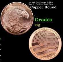 1oz .999 Fine Copper Bullion Round - Patriotic Eagle Style