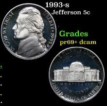 1993-s Proof Jefferson Nickel 5c Grades GEM++ Proof Deep Cameo