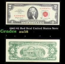 1963 $2 Red Seal United States Note Grades Choice AU/BU Slider