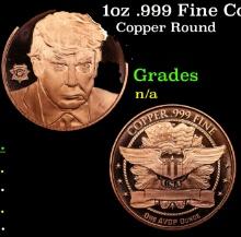 1oz .999 Fine Copper Bullion Round - Trump Mugshot Style Grades Ungraded