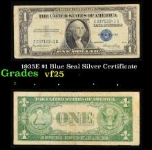 1935E $1 Blue Seal Silver Certificate Grades vf+