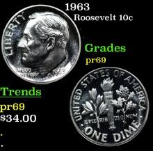 1963 Proof Roosevelt Dime 10c Grades GEM++ Proof