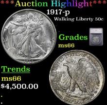 ***Major Highlight*** 1917-p Walking Liberty Half Dollar 50c ms66 SEGS (fc)