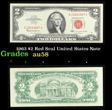 1963 $2 Red Seal United States Note Grades Choice AU/BU Slider