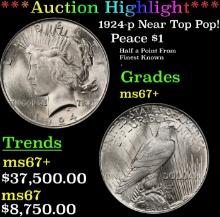 ***Major Highlight*** 1924-p Peace Dollar Near Top Pop! $1 ms67+ SEGS (fc)