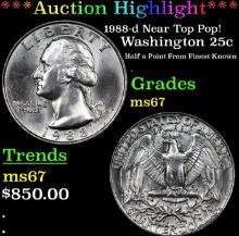 ***Auction Highlight*** 1988-d Washington Quarter Near Top Pop! 25c Graded ms67 BY SEGS (fc)