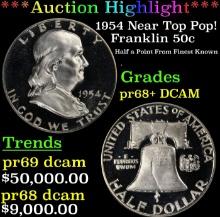 ***Major Highlight*** 1954 Proof Franklin Half Dollar Near Top Pop! 50c pr68+ DCAM SEGS (fc)