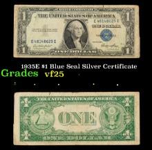 1935E $1 Blue Seal Silver Certificate Grades vf+