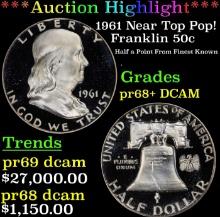 ***Major Highlight*** 1961 Proof Franklin Half Dollar Near Top Pop! 50c pr68+ DCAM SEGS (fc)