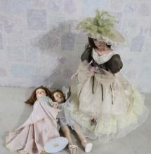 Cathay Porcelain Doll & 2 Mid-Century Dolls