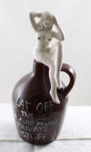 1960s Whiskey Jug Nude Risque Lady Stopper 10"