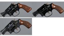 Three Smith & Wesson J-Frame Double Action Revolvers