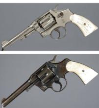 Two American Double Action Revolvers with Pearl Grips