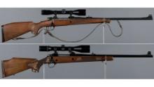 Two European Bolt Action Sporting Rifles with Scopes