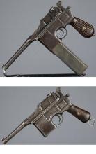 Two German Mauser C96 Broomhandle Semi-Automatic Pistols