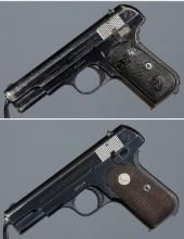 Two Colt Model 1903 Pocket Hammerless Semi-Automatic Pistols