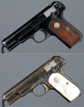 Two Colt Model 1903 Pocket Hammerless Semi-Automatic Pistols