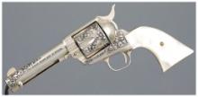 Engraved Silver Plated Colt Single Action Army with Pearl Grips