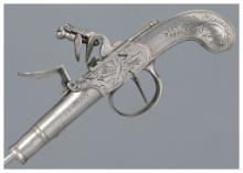 Engraved Segallas All-Metal Boxlock Flintlock Pocket Pistol