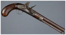 Silver Mounted Dueling Type Flintlock Pistol with Ketland Lock