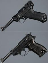 Two World War II Era German Mauser Pistols with Holsters